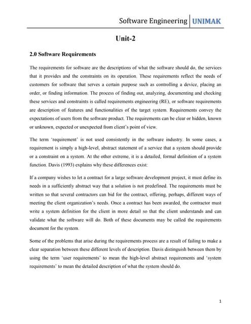Software engineering Unit-2