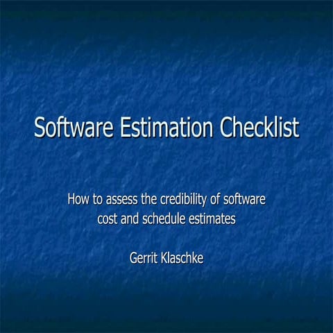 Software Estimation Checklist