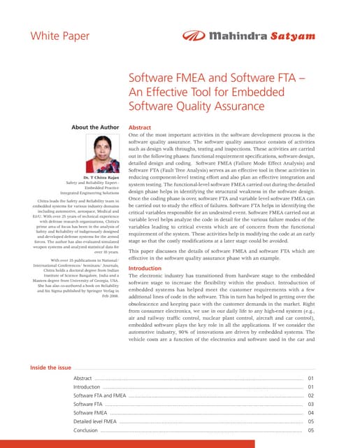 Software FMEA and Software FTA – An Effective Tool for Embedded Software Qual...
