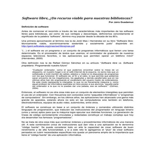 Software libre ¿un recurso viable para nuestras bibliotecas?