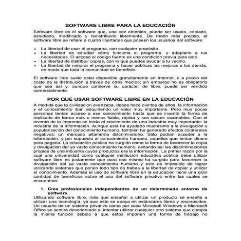 Diferencias entre el software libre y software privativo | PDF