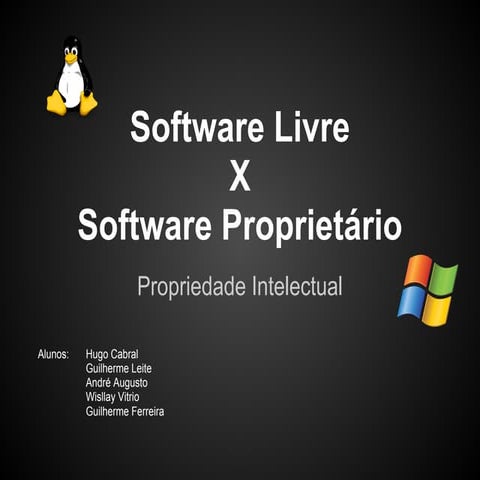 Software livre x Software Proprietário : Propriedade Intelectual