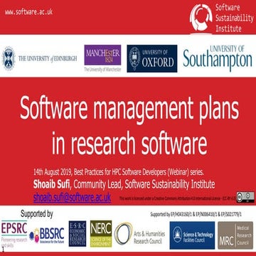 Software management plans in research software