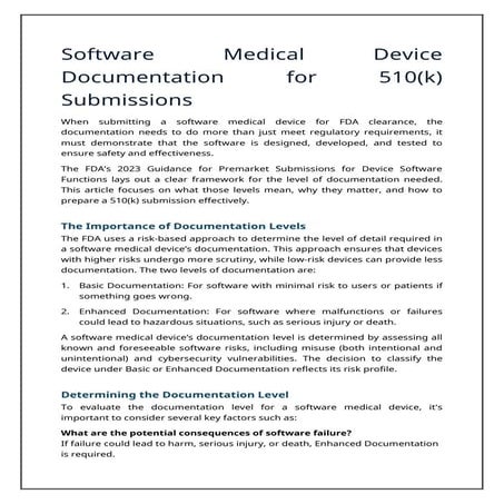Software Medical Device Documentation for 510(k) Submissions.docx
