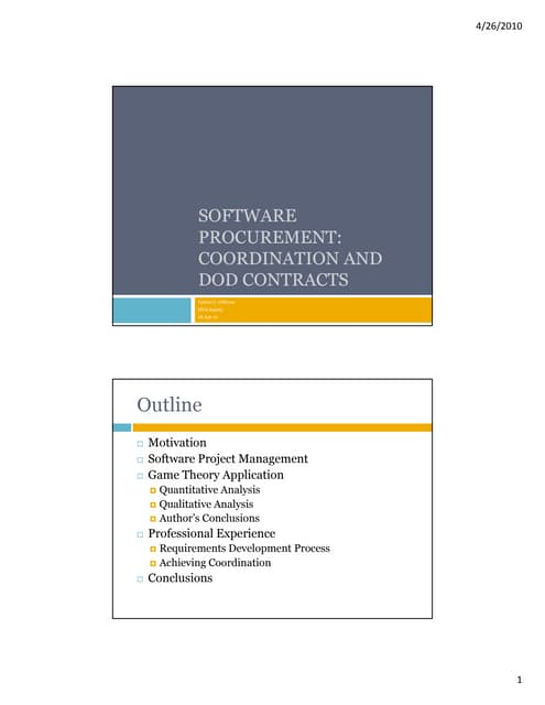 Software Procurement/Game Theory