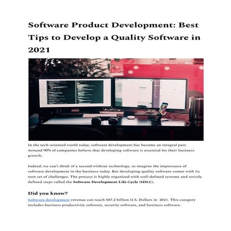 Software product development  tips to develop a quality software in 2021