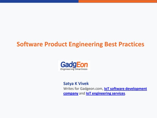 Software Product Engineering Best Practices