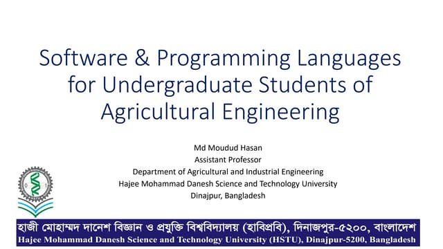 Software & programming languages for undergraduate students (Ag. Engg ...