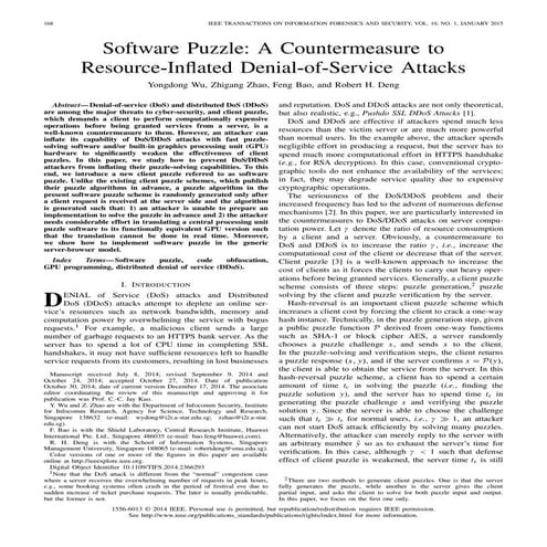 Software Puzzle: A Countermeasure to Resource-Inflated Denial- of-Service Att...