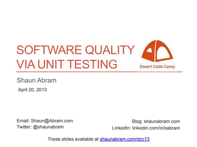 Software Quality via Unit Testing