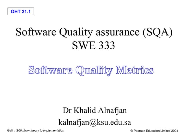 Introduction to Software Quality Metrics