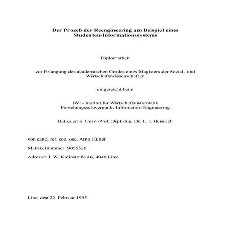 Diplomarbeit: Software Reengineering (1995)