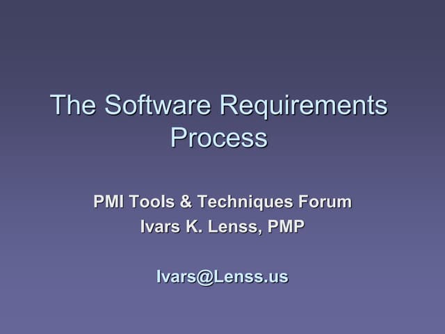 Software Requirements Workshop Presentation
