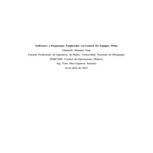 Softwares y programas empleados en control de equipos mina