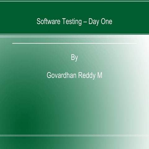 Software Testing - Day One