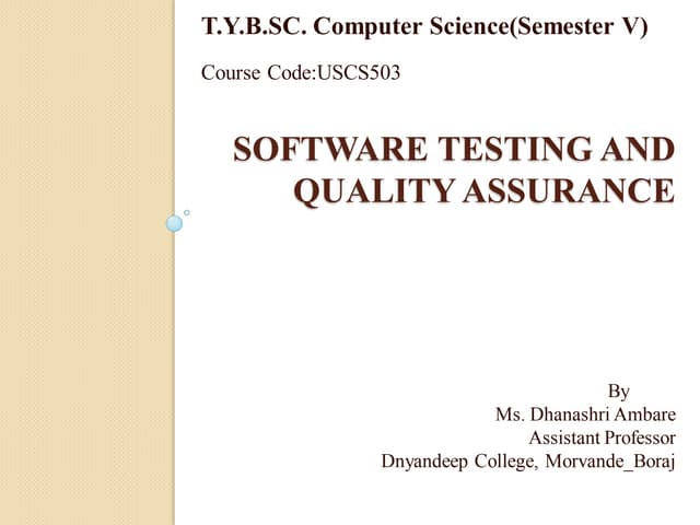 Software testing and introduction to quality