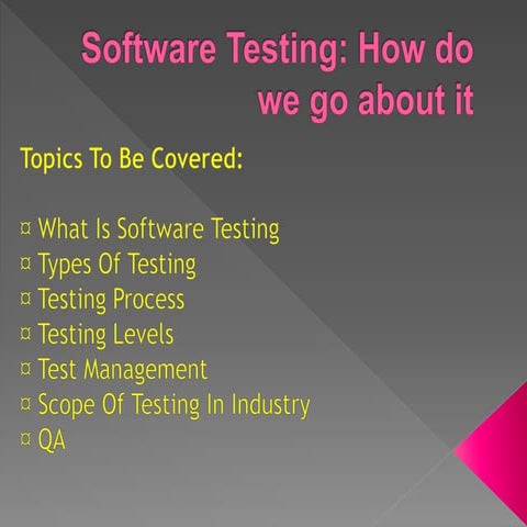 Software testing an industry perspective | PPT