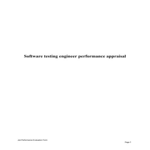 Software testing engineer performance appraisal