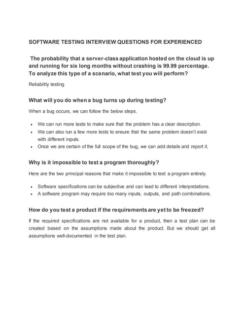 Software Testing Interview Questions For Experienced