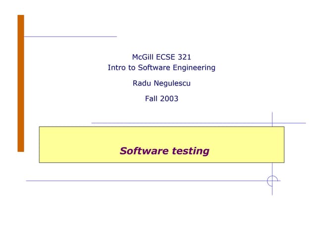 Intro to Software Engineering - Software Testing