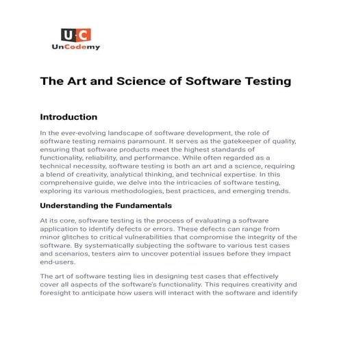The Art and Science of "Software Testing"