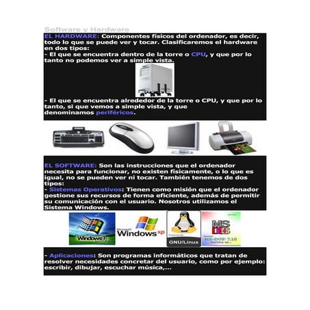 hardware y software para cuarto grado primaria | DOCX