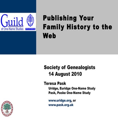 Publishing Your Family History to the Web - Version 3