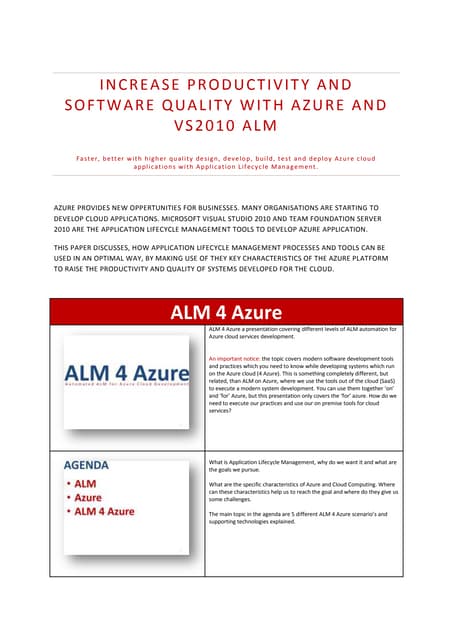 Talk Through Sogeti ALM 4 Azure