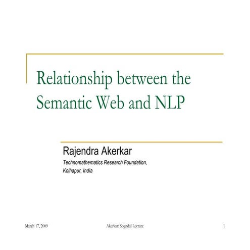 Relationship between the Semantic Web and NLP