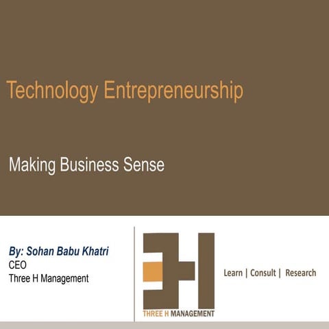 Technology Entrepreneurship - Making Business Sense