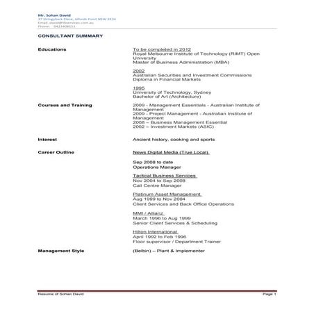 Sohan David Cv