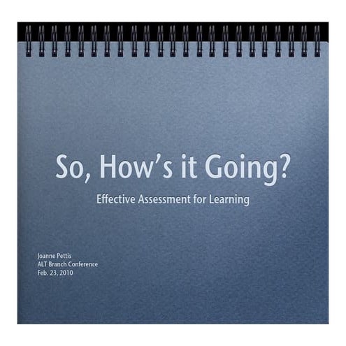 So, How's It Going? Effective Assessment Tasks