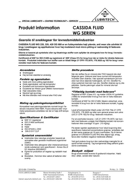Tds cassida grease xts dk | PDF