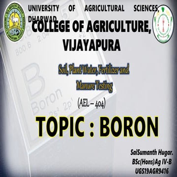 SOIL BORON, effect on plant growth and its managment in agriculture