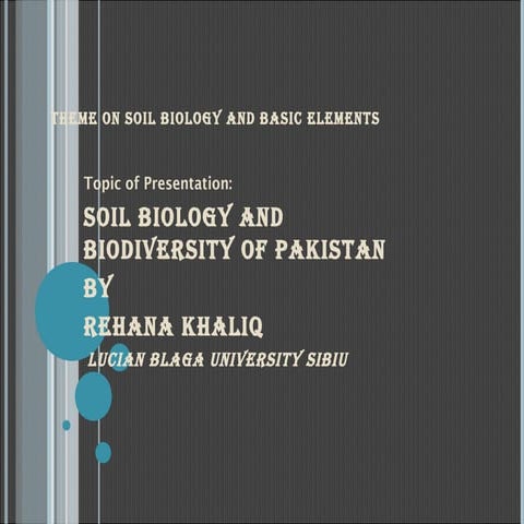 Soil biology and Biodiversity of Pakistan