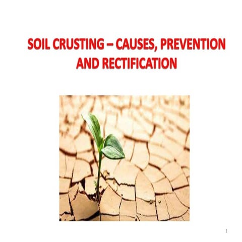 Soil crusting -   causes, prevention and rectification