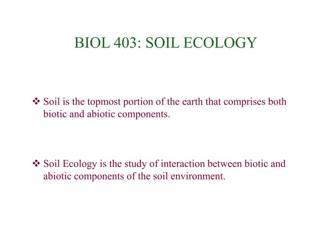 Soil Ecology 1 Ppt Free Download Soil Ecology 1 Ppt Free Download