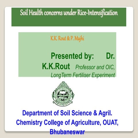 Soil health concerns under rice intensification