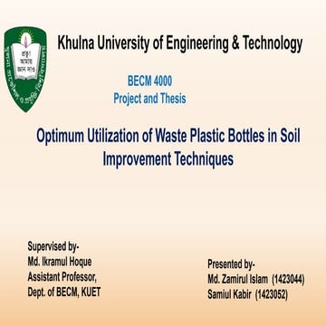 Soil improvement technique by plastic waste