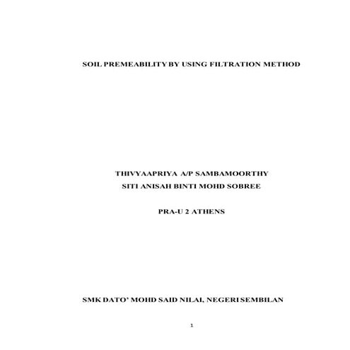  Sample Chemistry Coursework 2015 (STPM) 