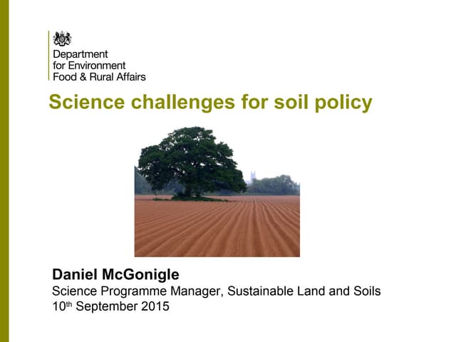 Sciences Challenges for Soil Policy