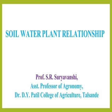 Soil water plant relationship