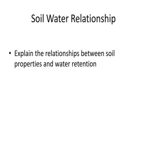 Soil water relationship