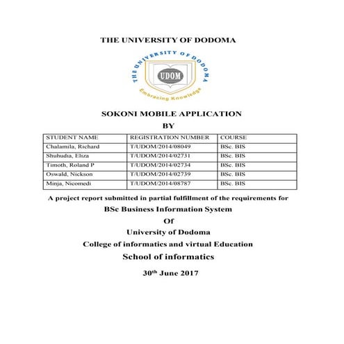SOKONI MOBILE APPLICATION FINAL REPORT | PDF