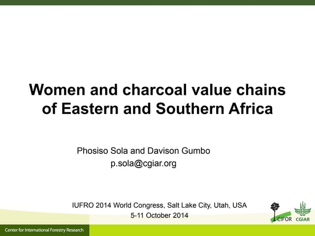 Women and charcoal value chains of Eastern and Southern Africa