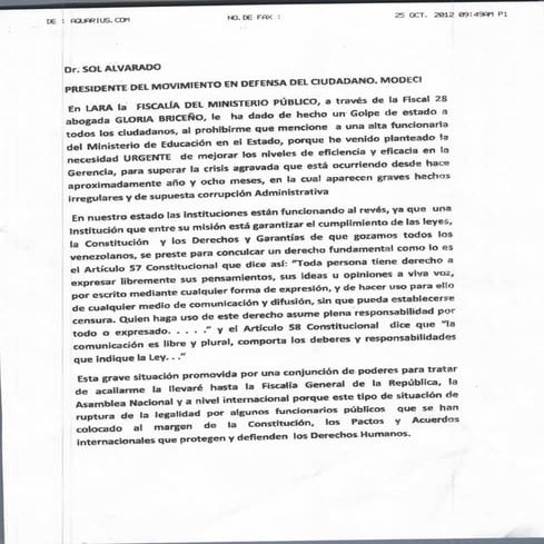 Sol alvarado ante la medida del Ministerio Público