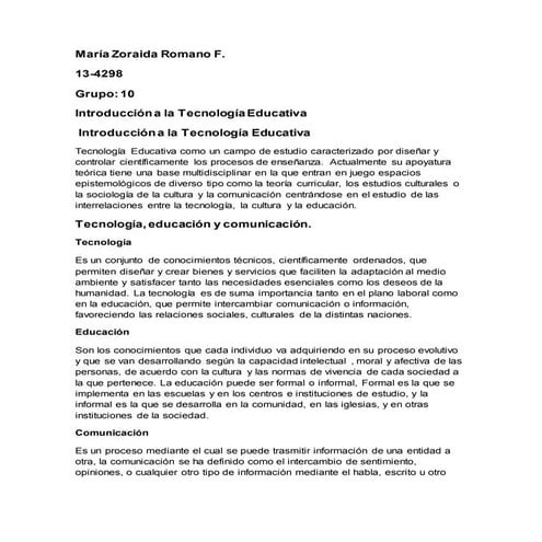 Introducción a la Tecnología Educativa