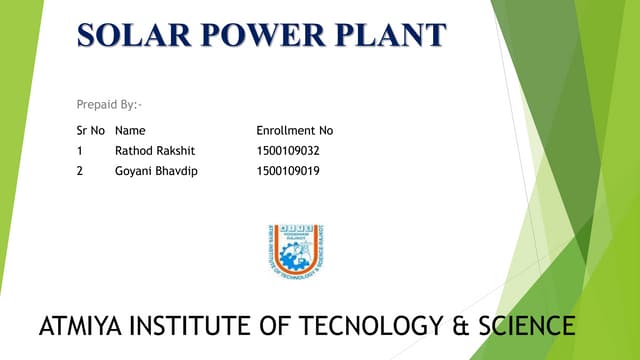Solar energy(Renewable source)