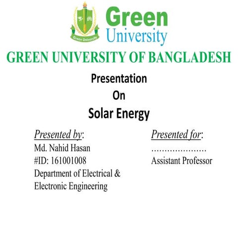 Solar Energy Presentation - PowerPoint