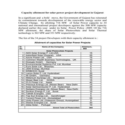 Solar allotment webnote